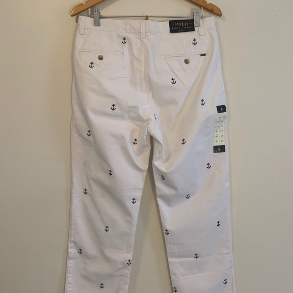 Polo Ralph Lauren White Chinos Anchor Embroidery - Picture 2 of 5